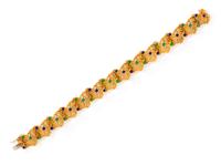 An 18 Karat Yellow Gold and Polychrome Enamel Bracelet,