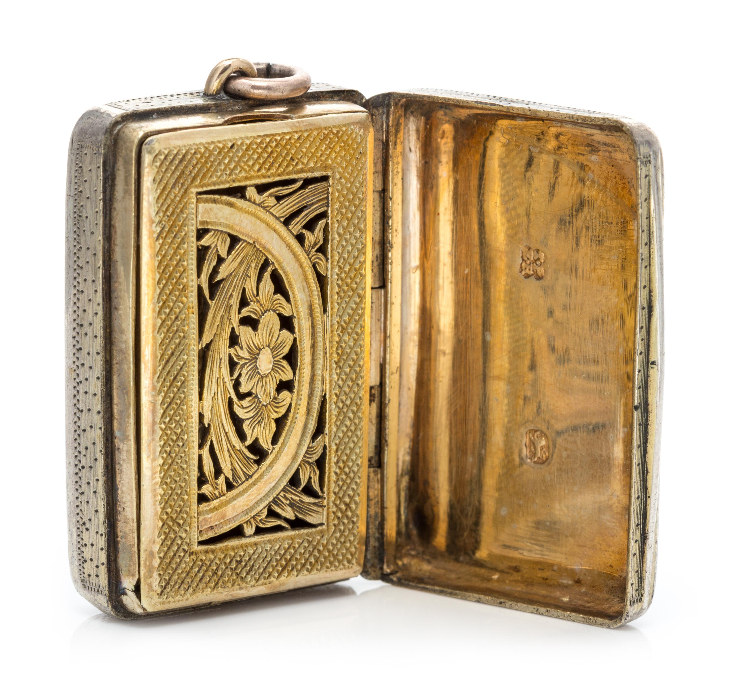 A George III Silver Vinaigrette, Thomas Phipps & Edward Robinson, London, 1786, the case worked with foliate decoration.