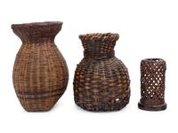 Three Japanese Ikebana Bamboo Flower Arranging Baskets
