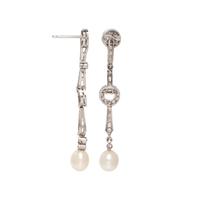 ART DECO, NATURAL PEARL AND DIAMOND EARRINGS