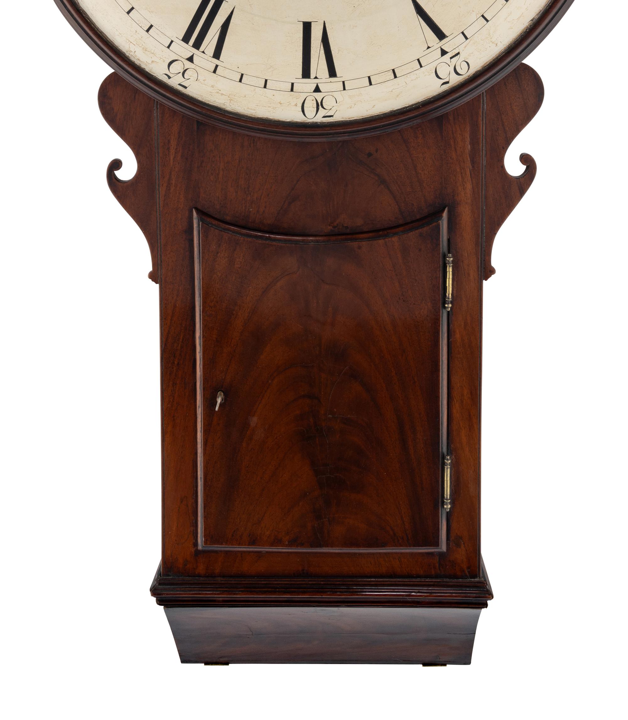 A Regency Figured Mahogany Wall Clock