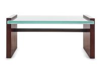 A Custom-Designed Glass and Mahogany Low Table