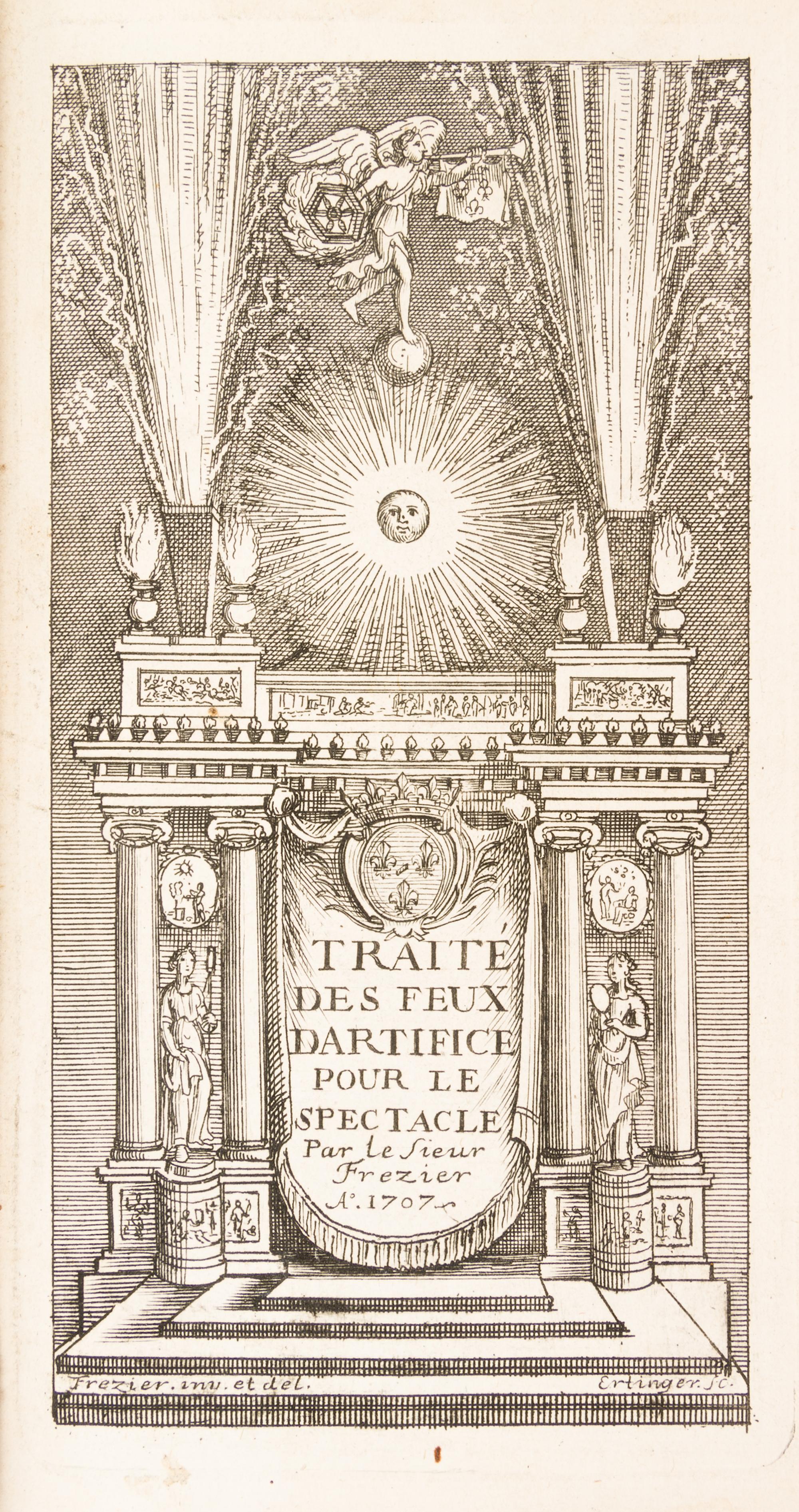 [FREZIER, AMEDEE FRANCOIS] Traite des feux d'artifice... Paris, 1715. First edition. With 8 plates on the manufacture of fireworks.