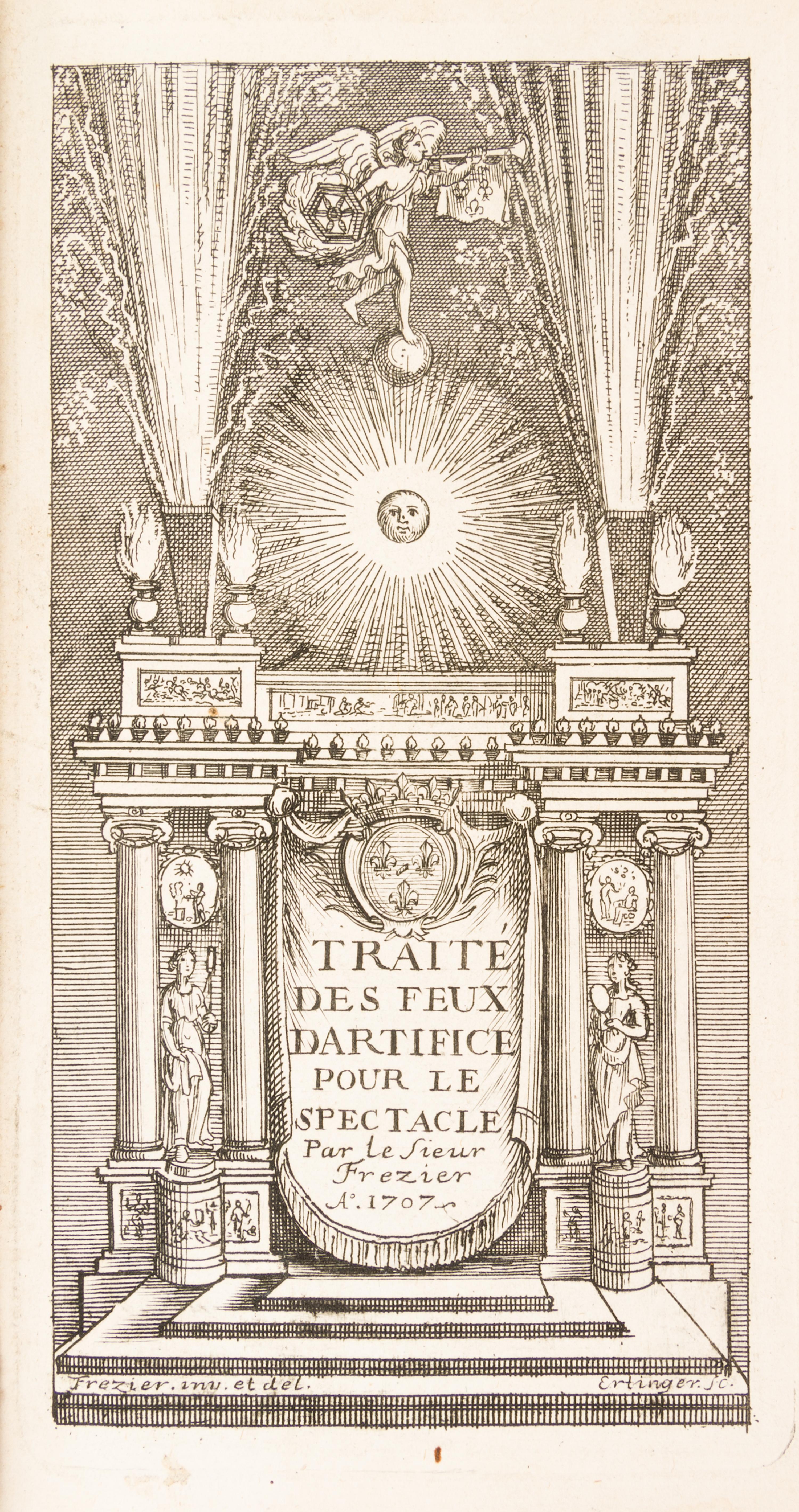 [FREZIER, AMEDEE FRANCOIS] Traite des feux d'artifice... Paris, 1715. First edition. With 8 plates on the manufacture of fireworks.