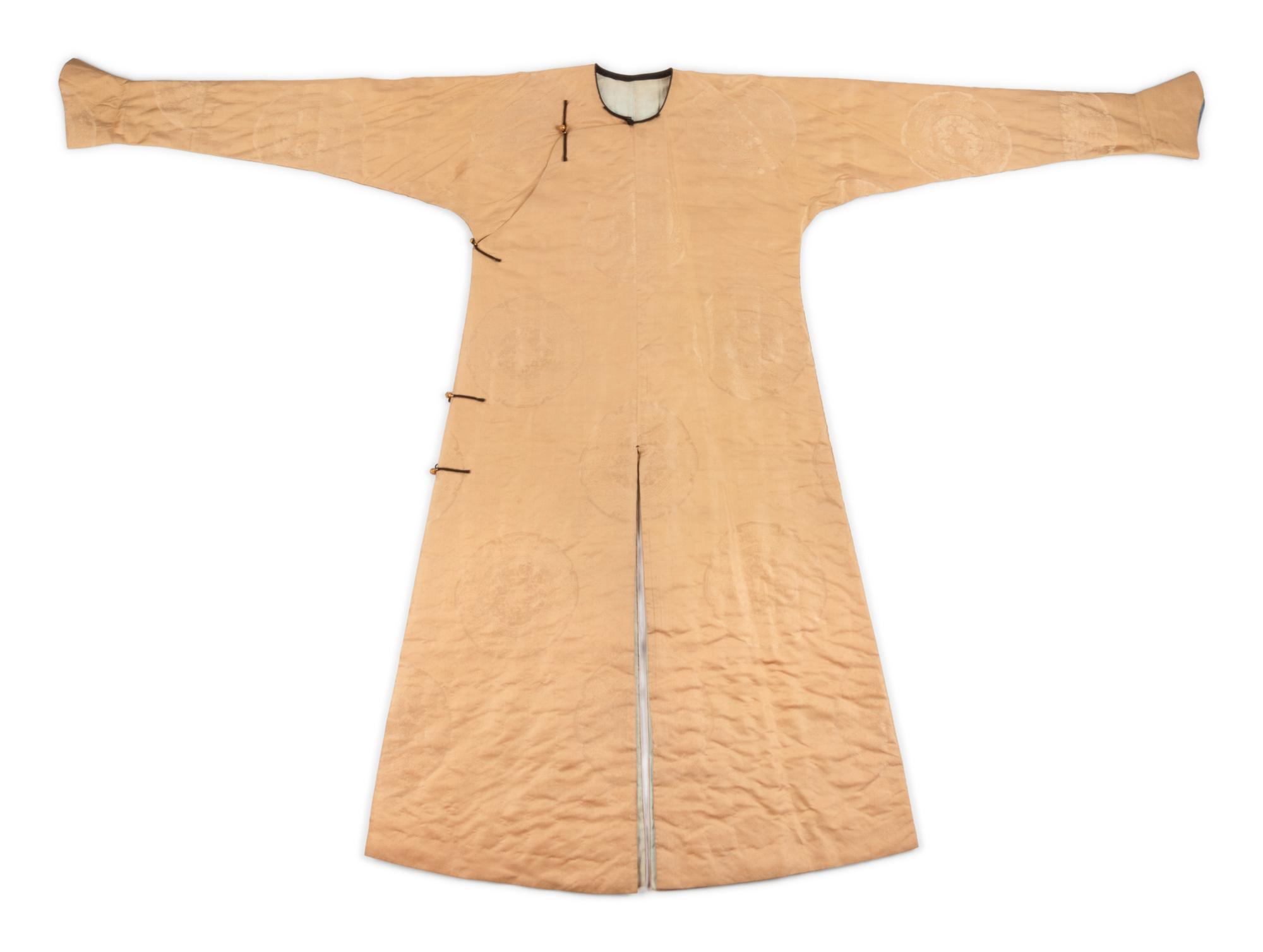 A Pale Yellow Silk and Cotton Padded Winter Robe
