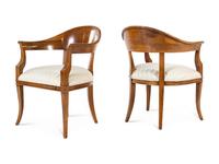 A Pair of Empire Style Walnut Barrel-Back Armchairs — KREISS