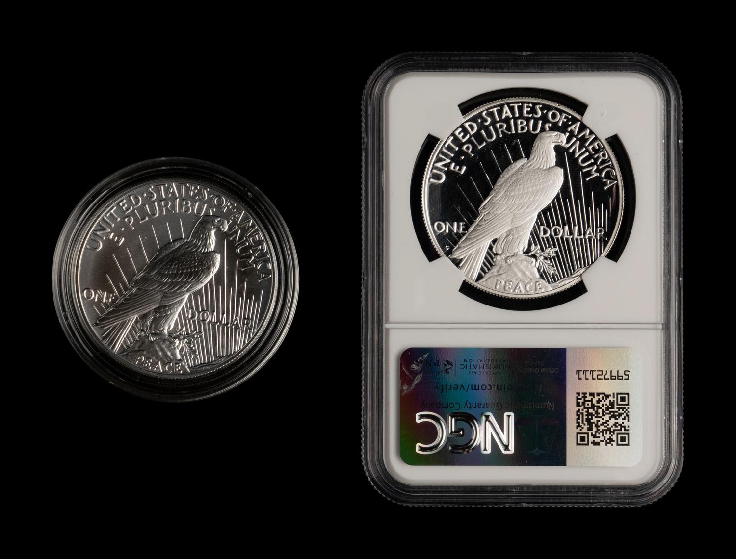 A Collection of Thirty-Seven Peace Commemorative $1 Proof and Mint Coins