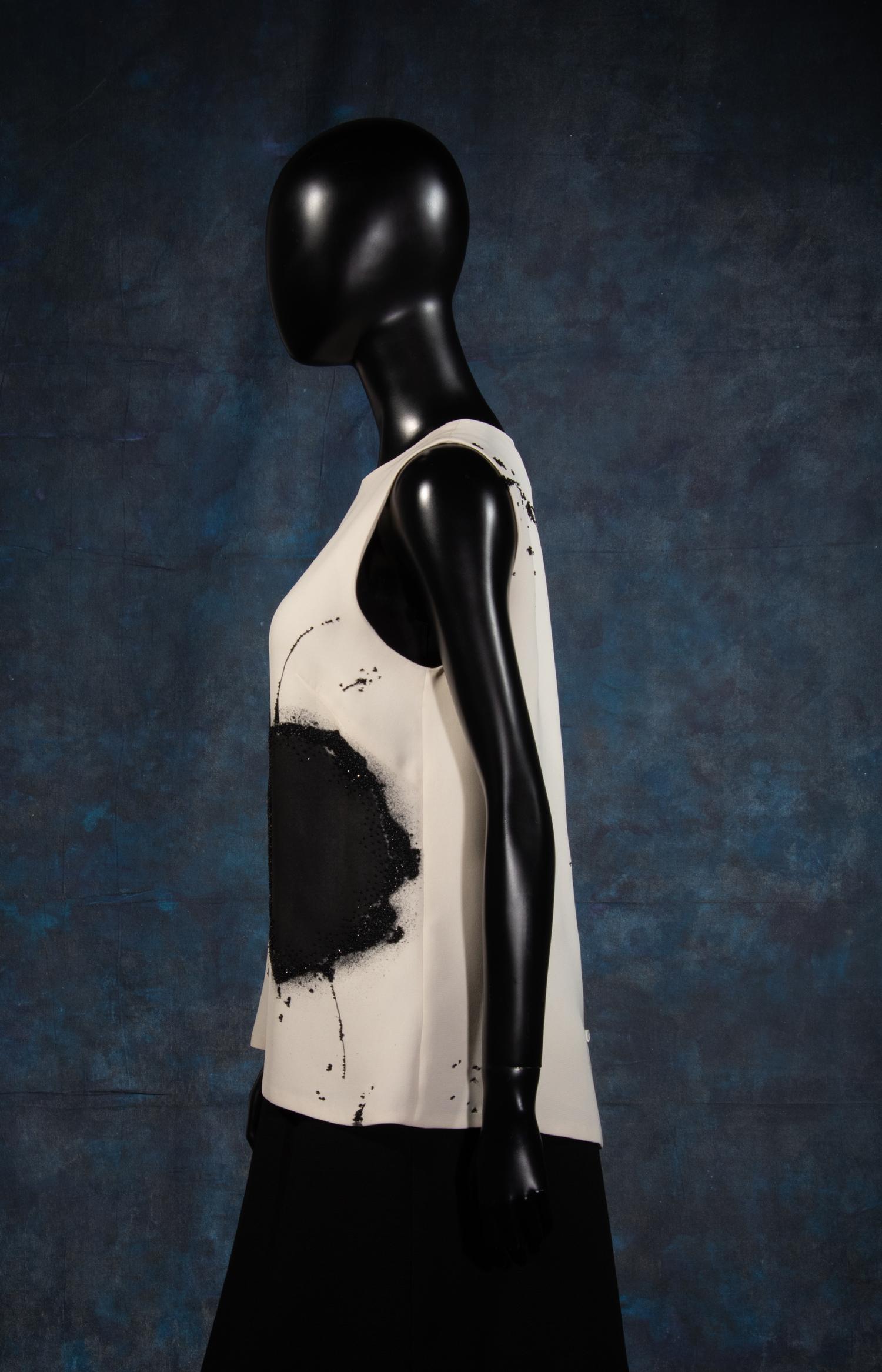 Ralph Rucci Printed and Beaded Silk Sleeveless Top, Fall 2011