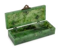 A Silver and Diamond Mounted Hardstone Box
