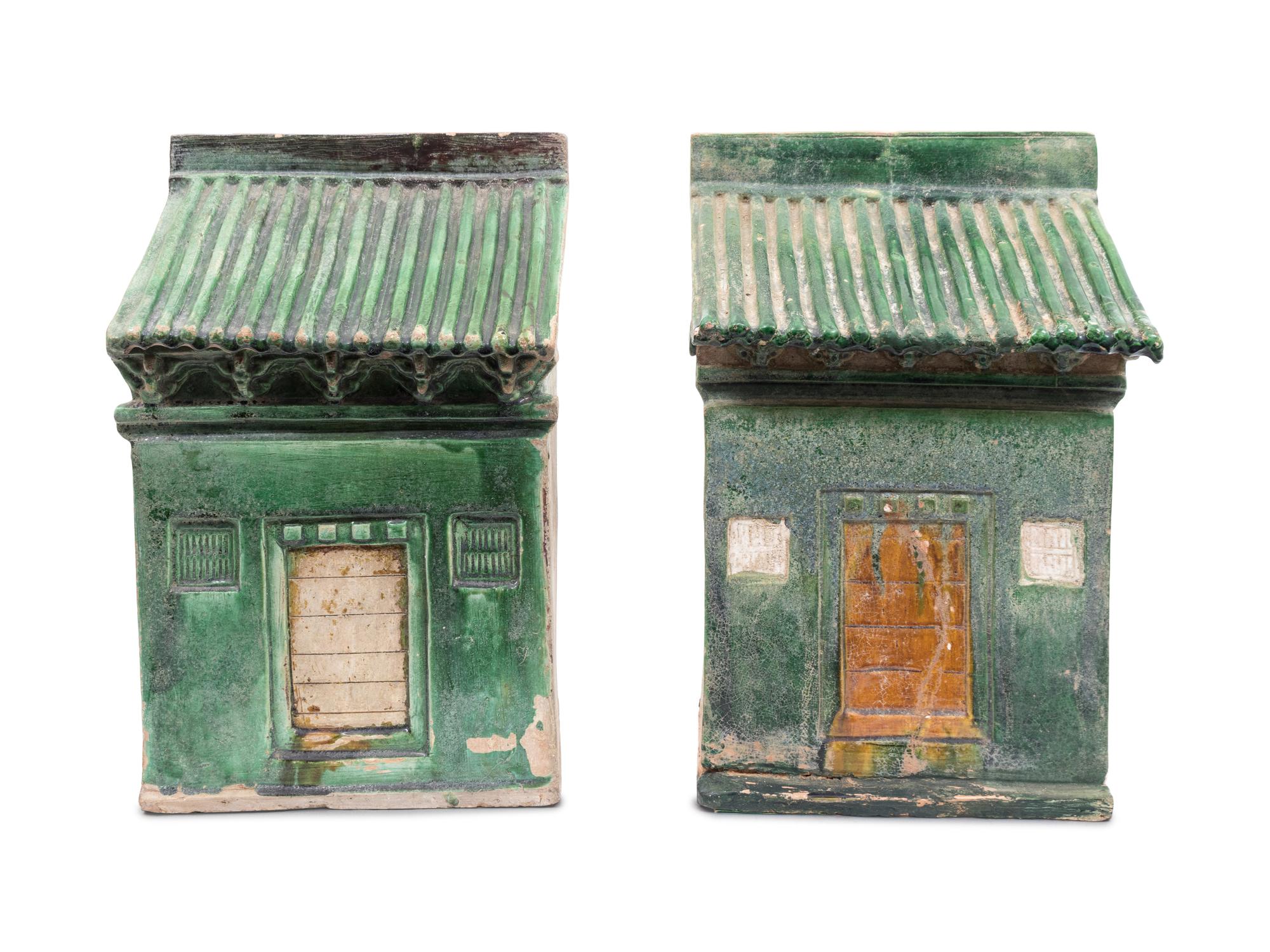 A Pair of Chinese Han-style Glazed Ceramic Houses — LATE 19TH/EARLY 20TH CENTURY