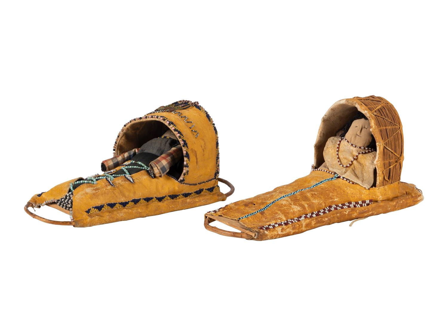 Apache Beaded Hide Doll Cradles