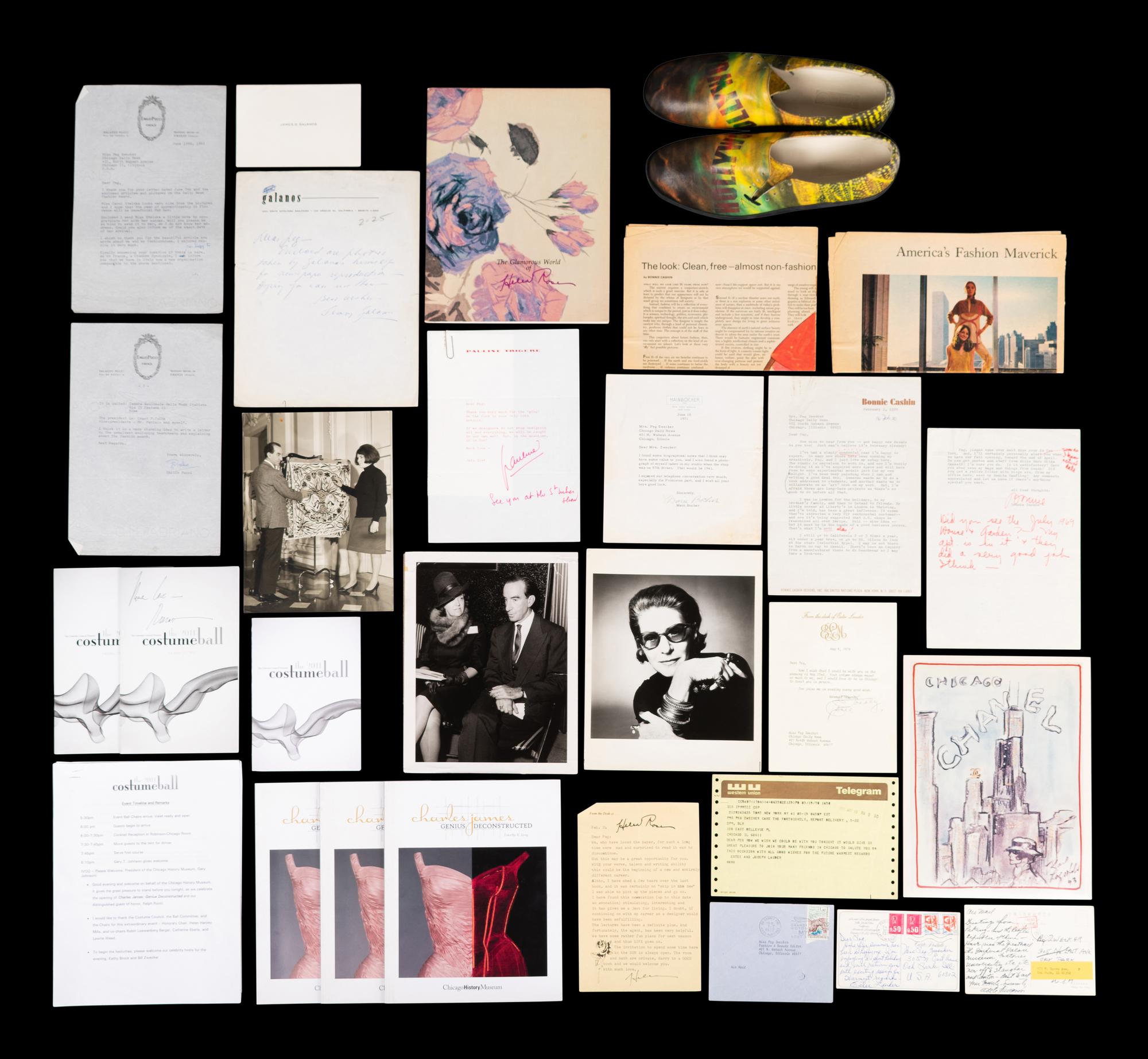(Fashion) Letters sent to Peg Zwecker by famous fashion designers, comprising: