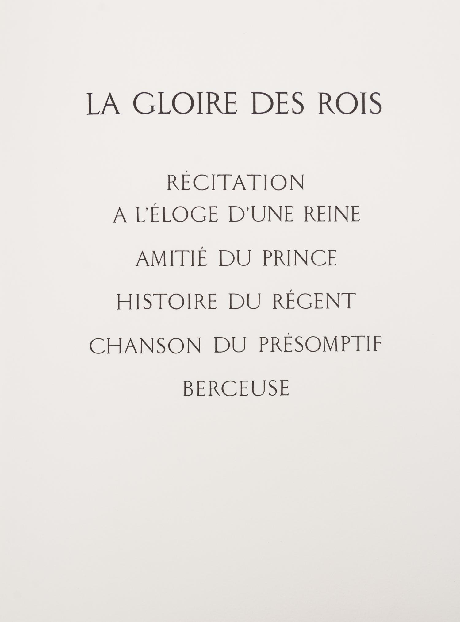 (CLAVE, ANTONI) SAINT JOHN PERSE. Le gloire des rois. Marseille, 1976. Limited, signed.