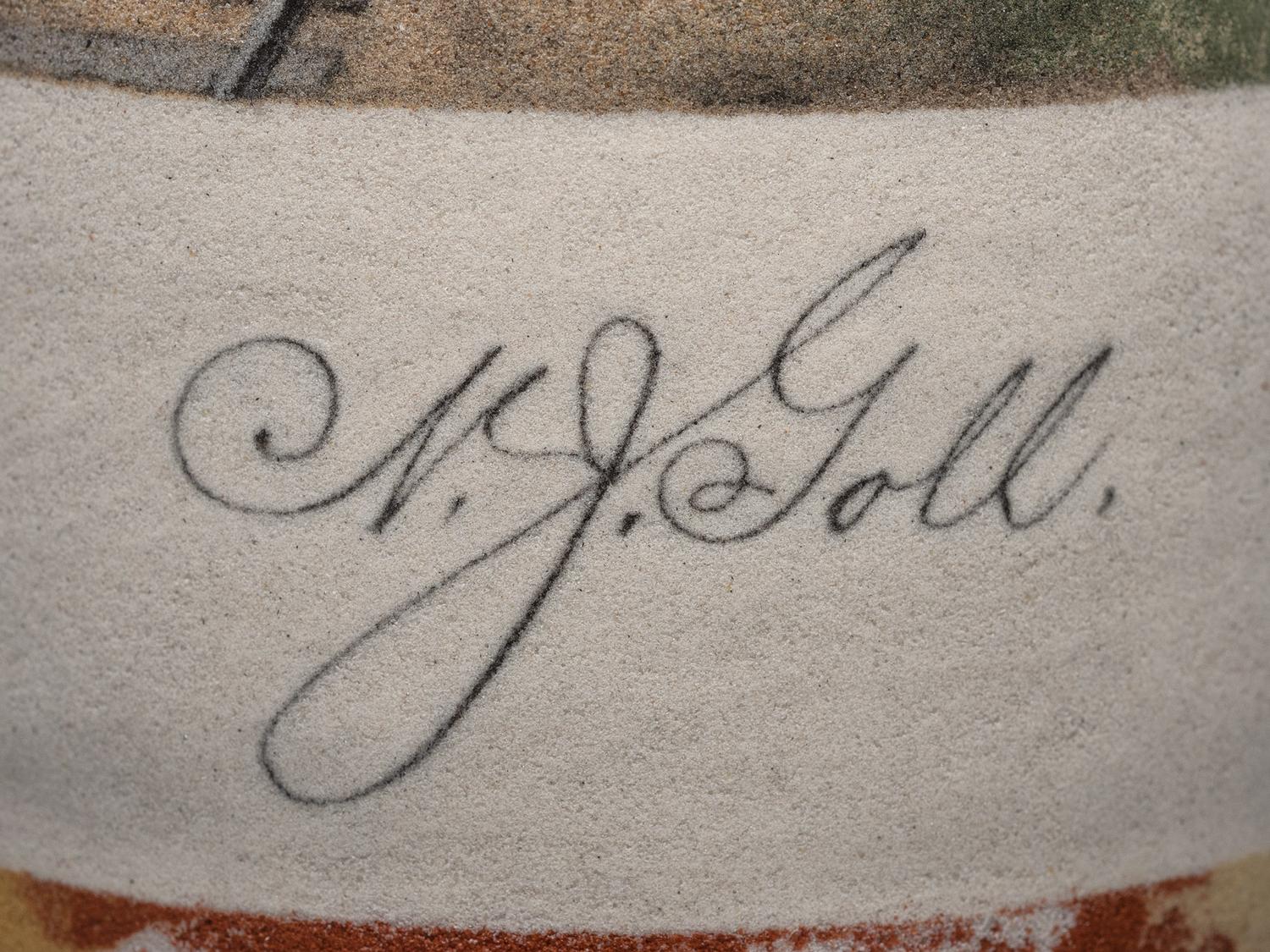 An Impressive Masterwork Andrew Clemens (American, 1857-1894) Labeled Sand Bottle