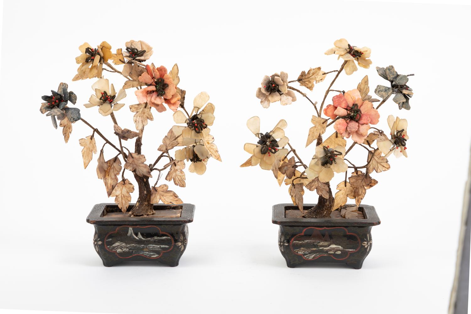 A Pair of Chinese Hardstone Trees