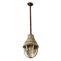 A Metal and Glass Industrial Pendant Light, Crouse Hinds 9" W x 9" D x 40" H — United States, Circa 1940