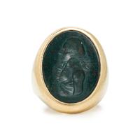 Yellow Gold and Bloodstone Intaglio Ring