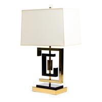 A French Modernist Brass and Black Enamel Table Lamp