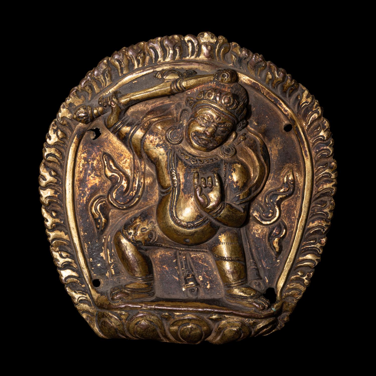 A Pair of Sino-Tibetan Gilt Bronze Votives of Bodhisattva