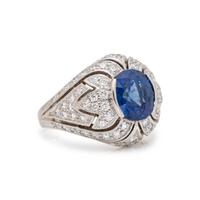 WHITE GOLD, SAPPHIRE AND DIAMOND RING