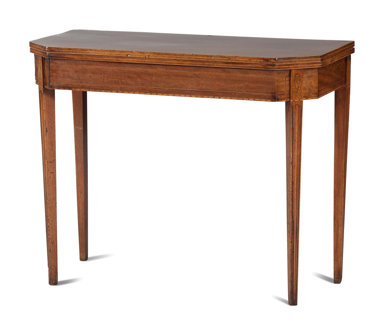 A George III Mahogany and Marquetry Flip-Top Table