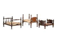 Three Miniature Bedsteads with Quilts