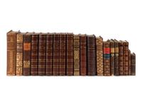 [FINE BINDINGS]. A group of 20 volumes in fine full or half leather bindings, including works relating to literature or history, most in French.