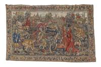 A Continental Embroidered Wool Tapestry Height 60 x width 108 inches. — 19TH CENTURY