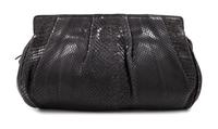 A Bottega Veneta Black Python Clutch, 8" H x 11.25" W x 1.5" D.