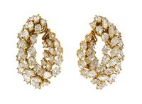 A Pair of Gold Plated Platinum and Diamond Earclips, Harry Winston, 17.90 dwts.