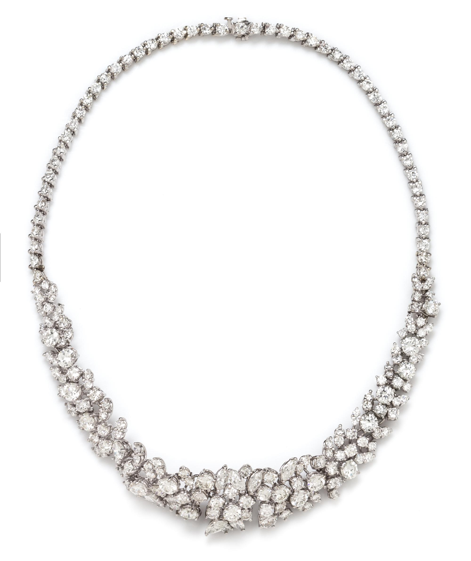 A Platinum, White Gold and Diamond Necklace, 30.60 dwts.