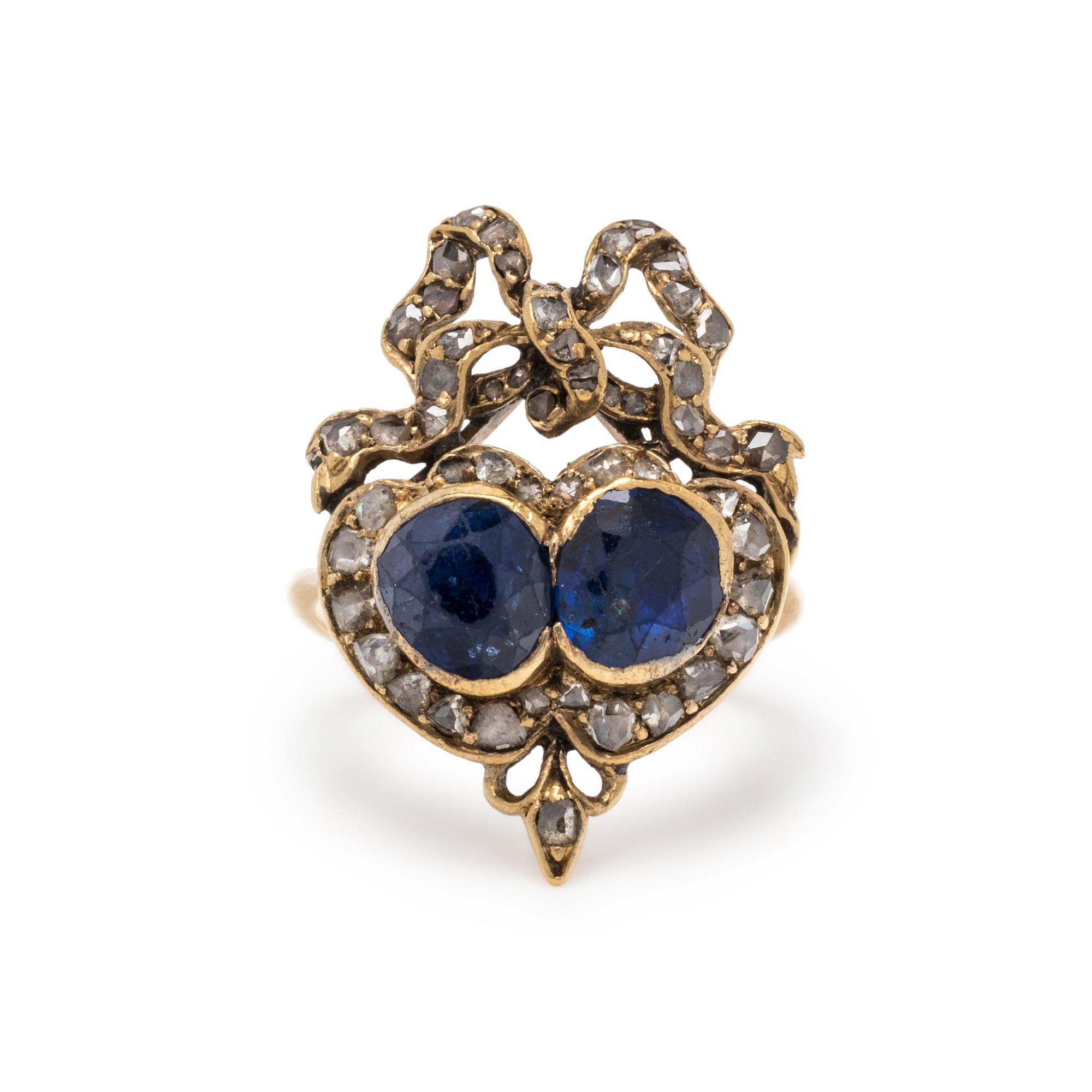 ANTIQUE, SAPPHIRE AND DIAMOND RING