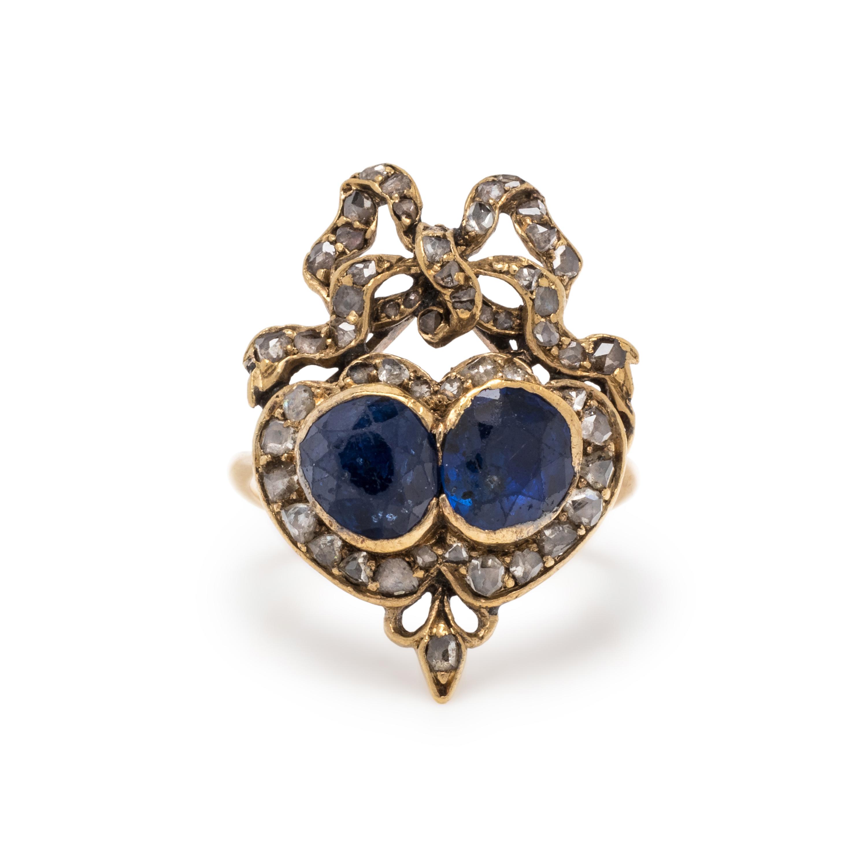 ANTIQUE, SAPPHIRE AND DIAMOND RING
