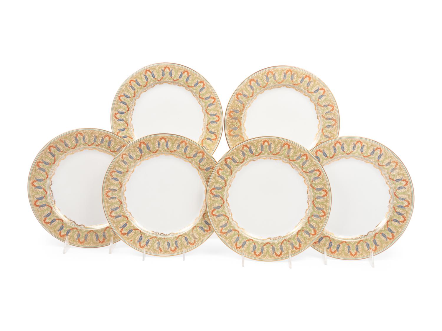 A Set of Six Limoges Porcelain Plates
