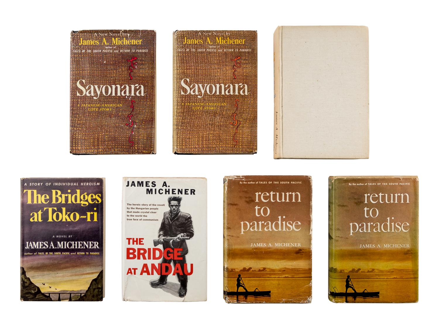 MICHENER, James A. (1907-1997). A group of 7 works by Michener, MOST FIRST EDITION, comprising: