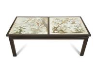 A Reverse-Painted Mirror-Inset Convertible Low Table