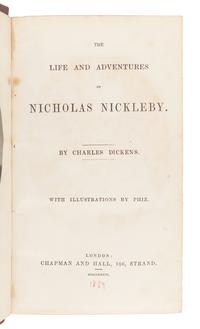 DICKENS, Charles (1812-1870). The Life and Adventures of Nicholas Nickleby . London: Chapman & Hall, 1839. A second copy.
