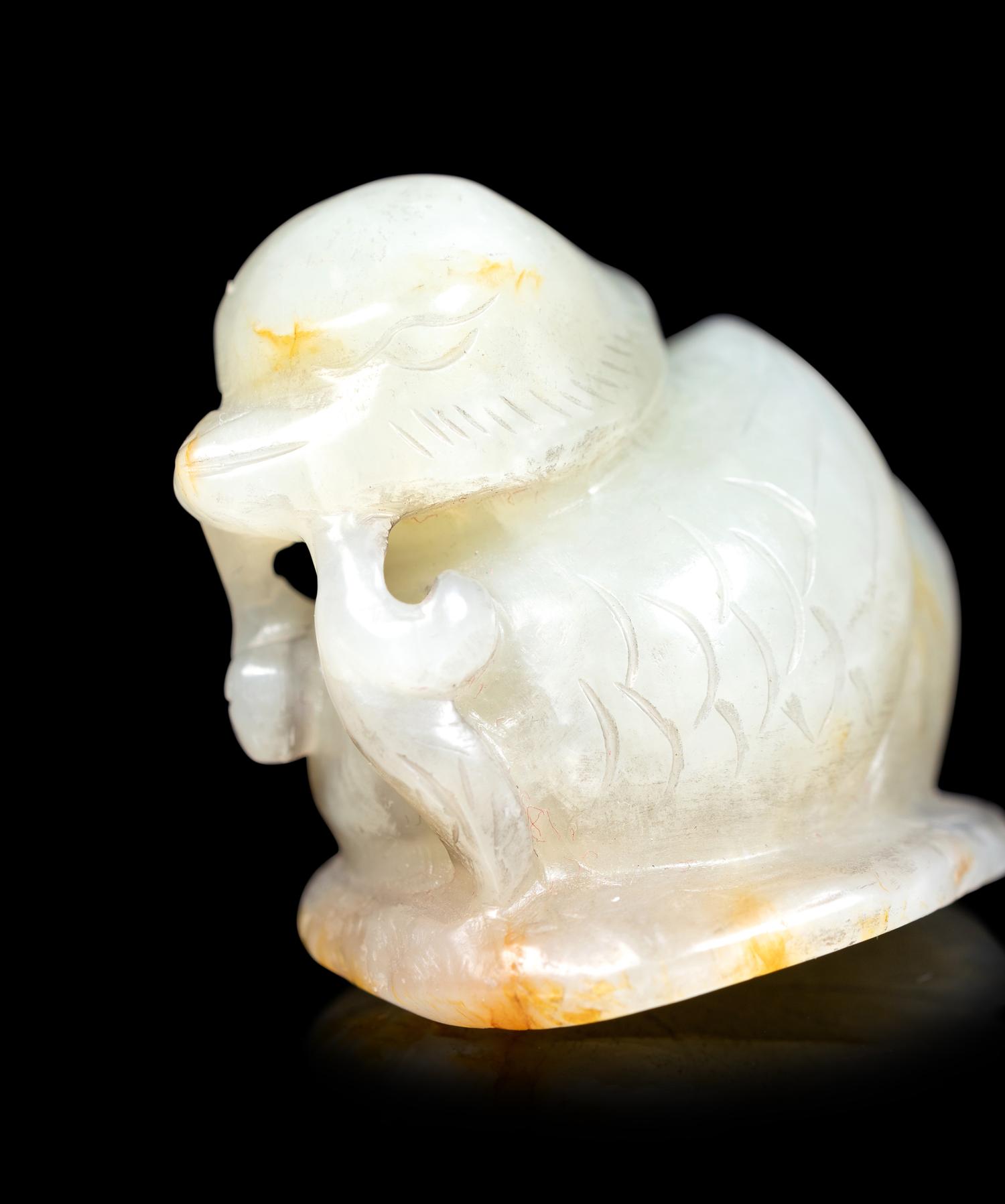 Four Chinese Celadon Jade Carvings of Birds