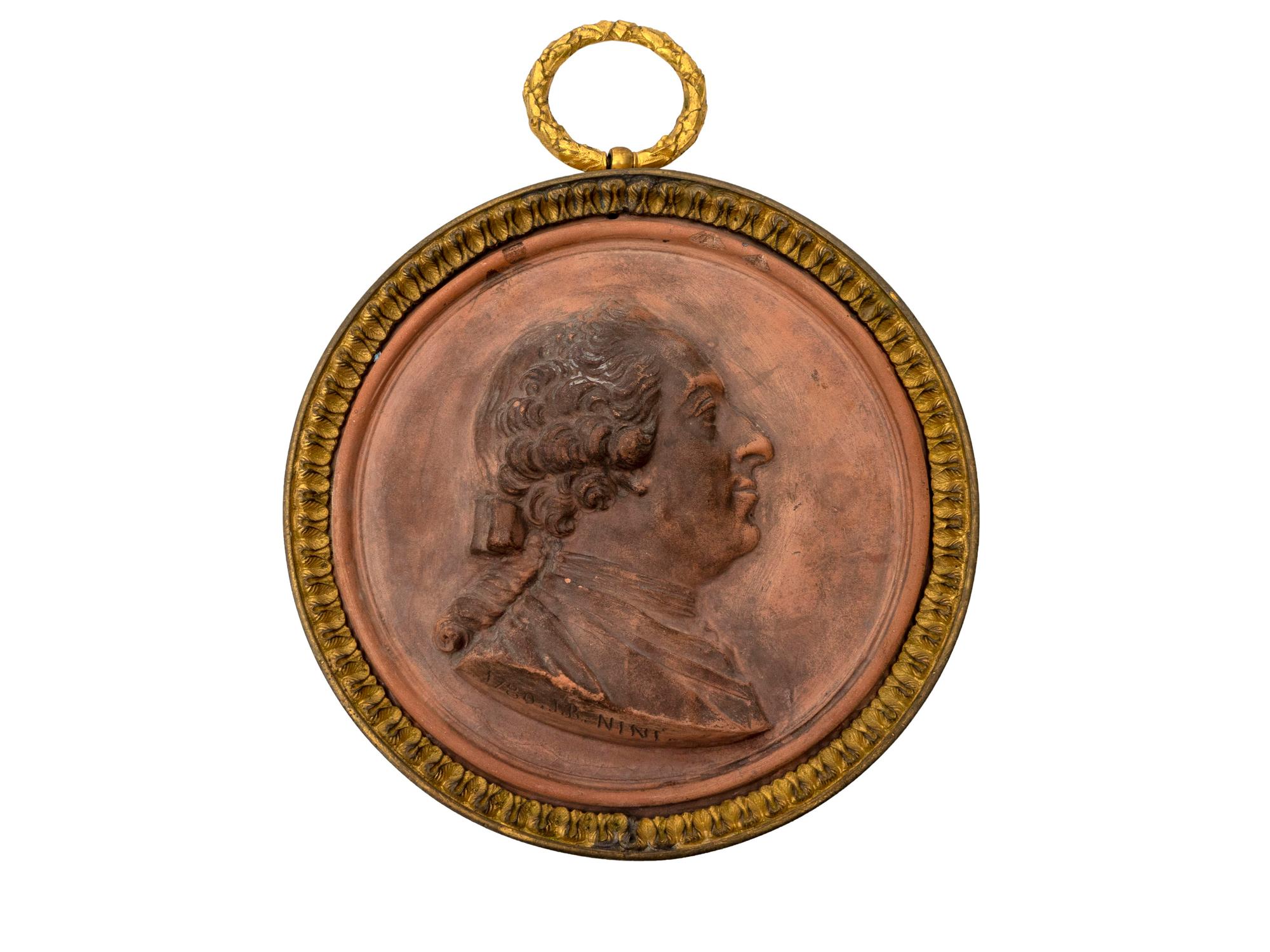 A Terracotta Portrait Medallion by Jean-Baptiste Nini — (Italian, 1717-1786)