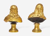 A Pair of Continental Gilt Bronze Busts