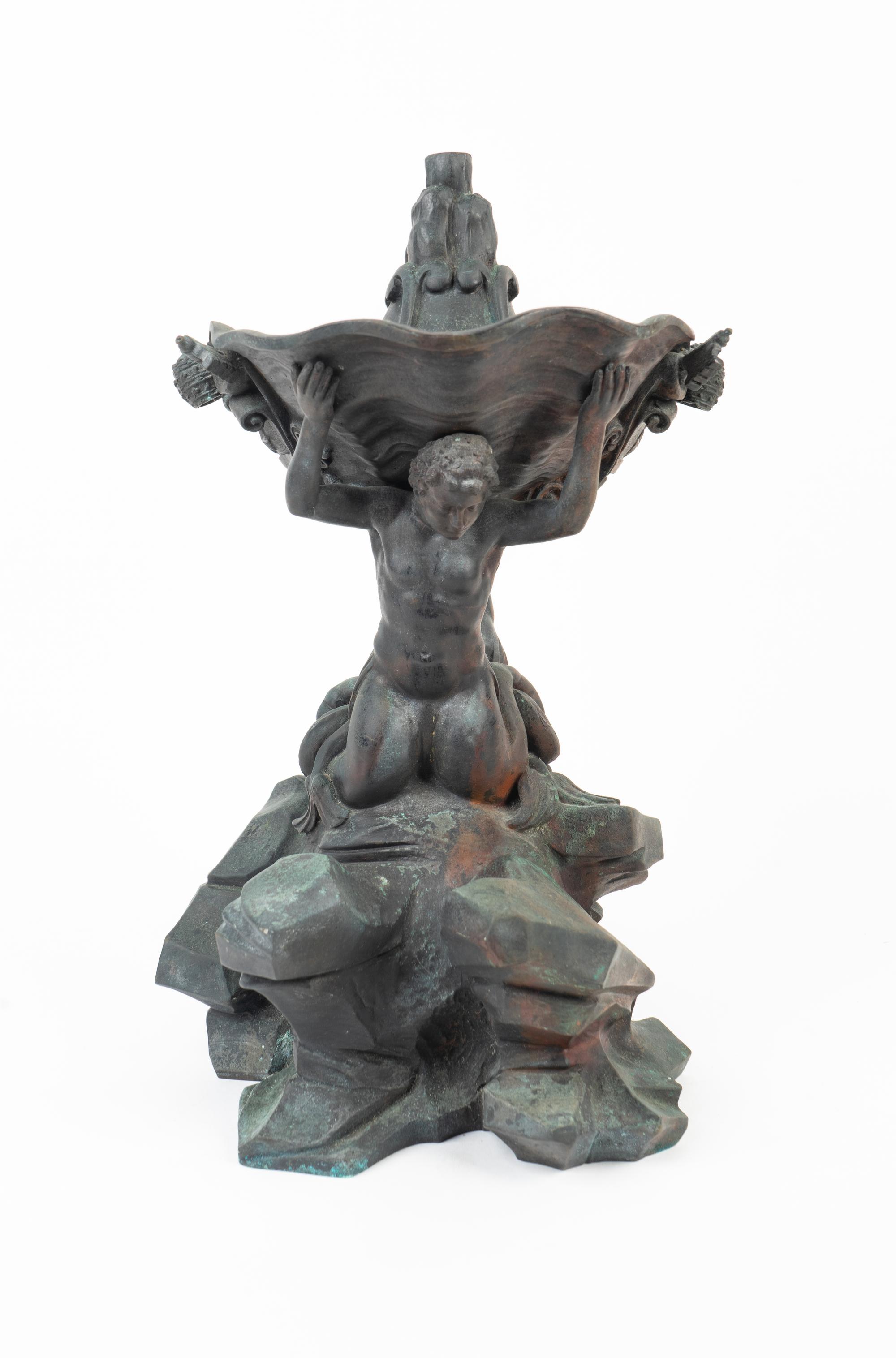 An Italian Patinated Bronze Table Fountain: The Fountain of the Tritons — 19TH CENTURY
