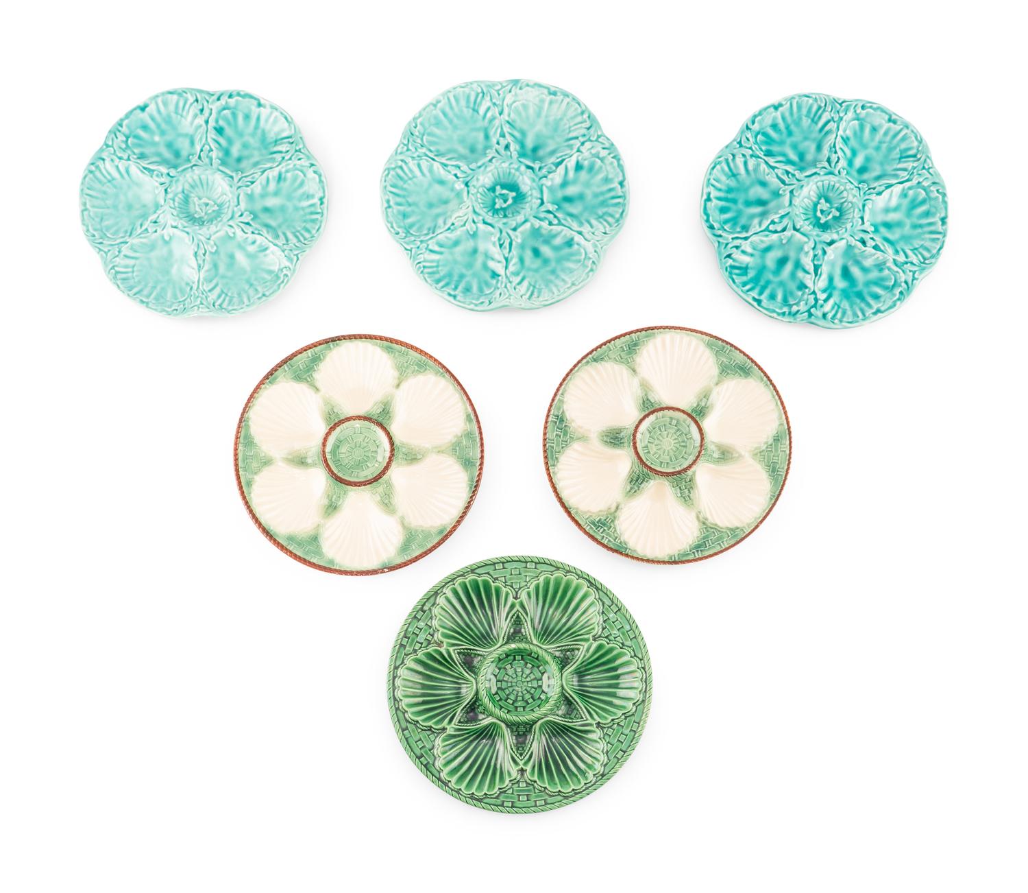 A Group of Majolica Oyster Plates
