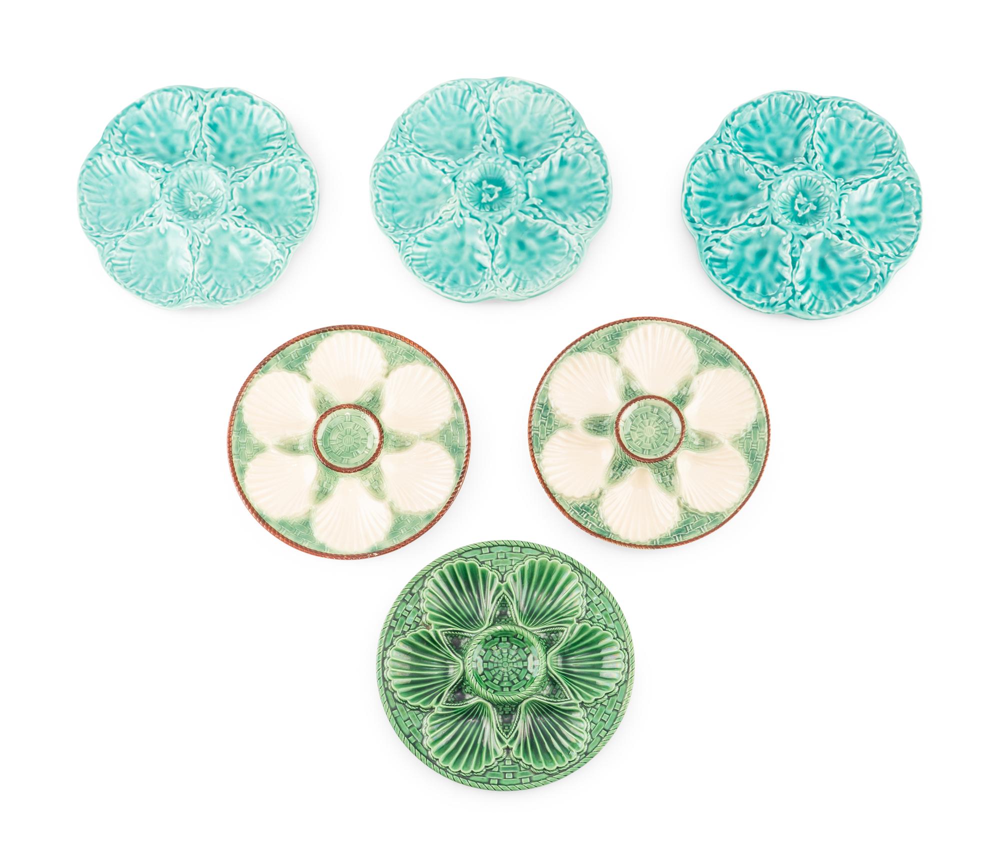 A Group of Majolica Oyster Plates