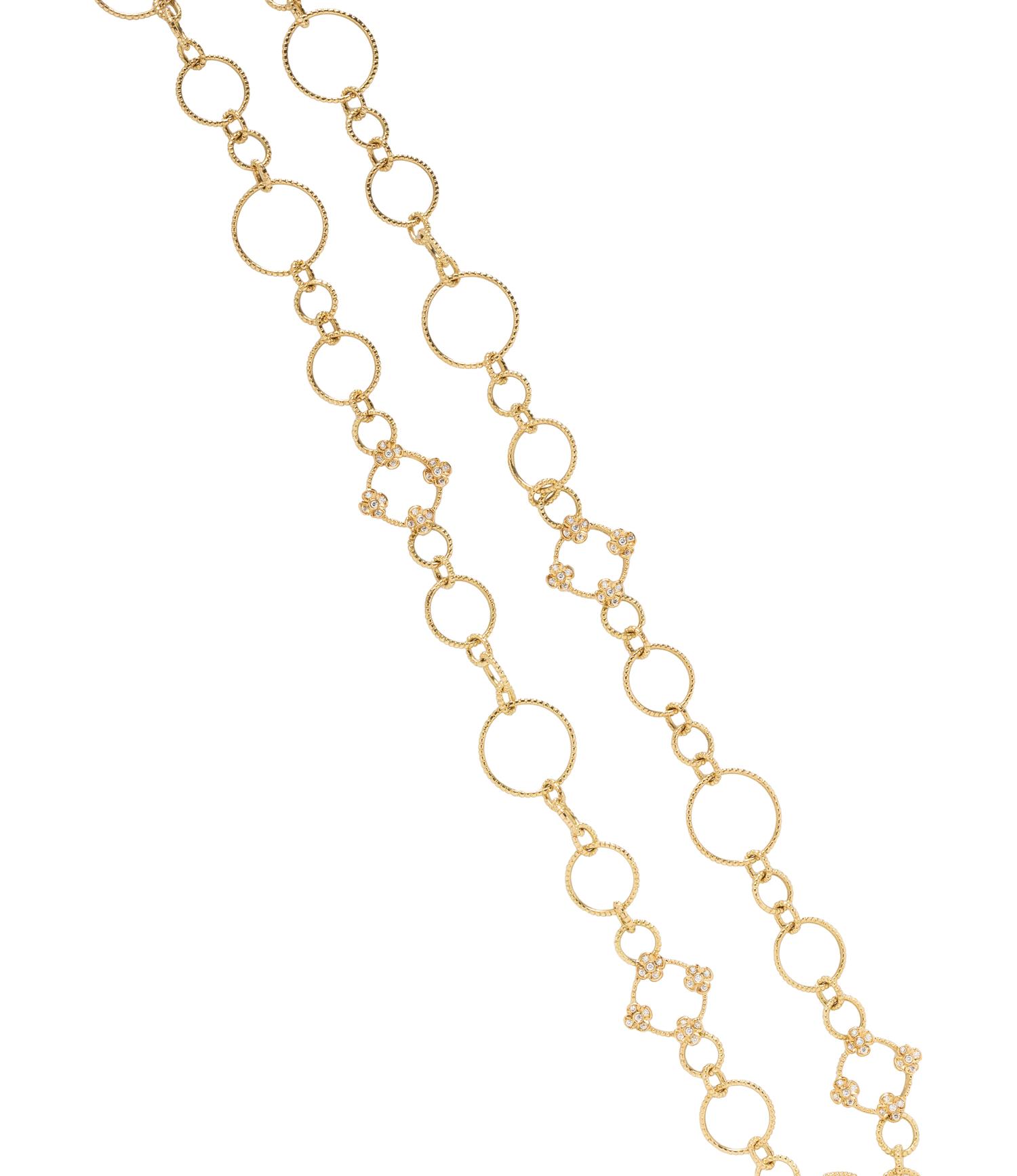 BAGH, YELLOW GOLD AND DIAMOND LONG CHAIN NECKLACE