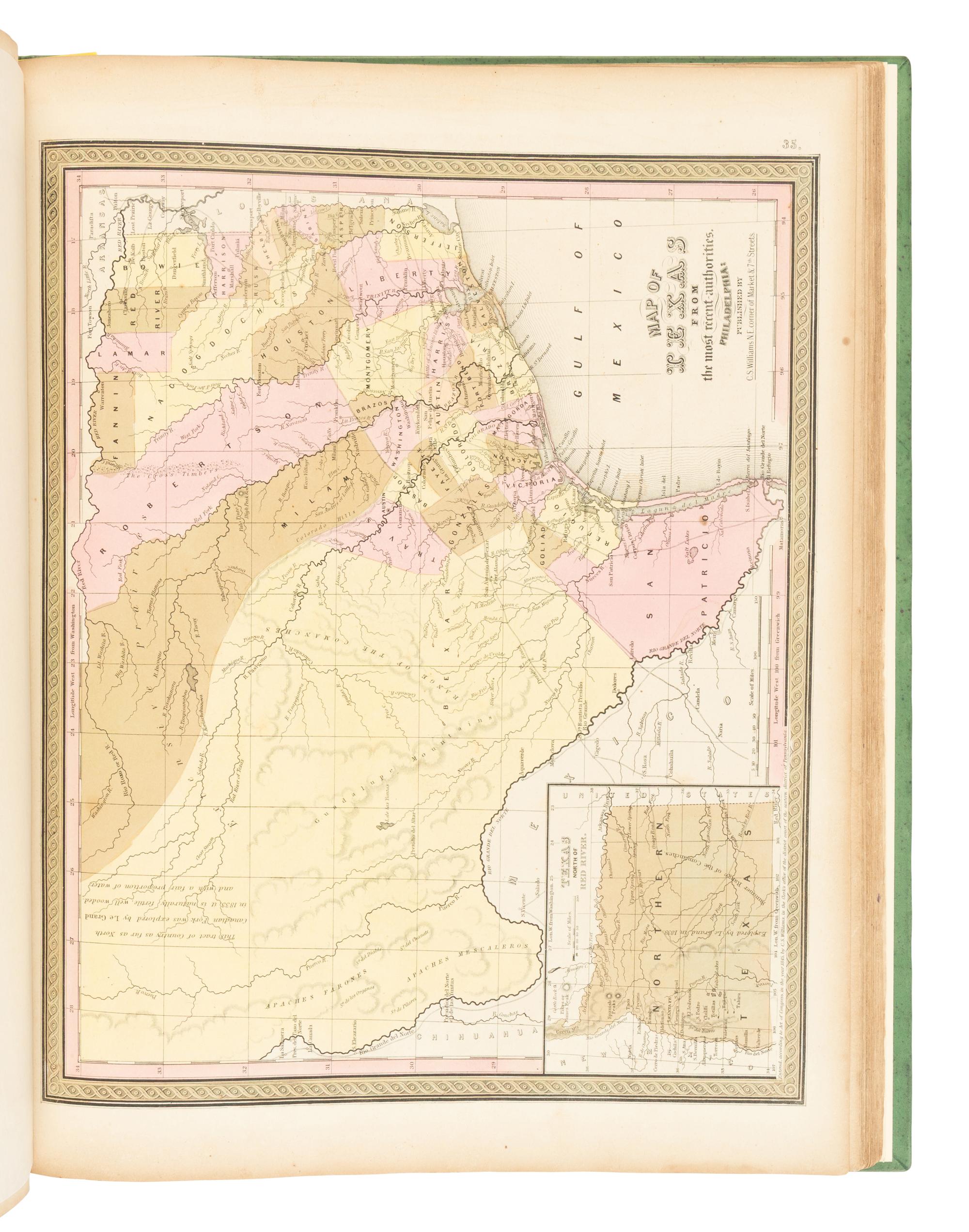 [MAPS & ATLASES]. MITCHELL, Samuel Augustus (1792-1868). A New Universal Atlas Containing Maps of the various Empires, Kingdoms, States and Republics of the World . Philadelphia: S. Augustus Mitchell, 1849.