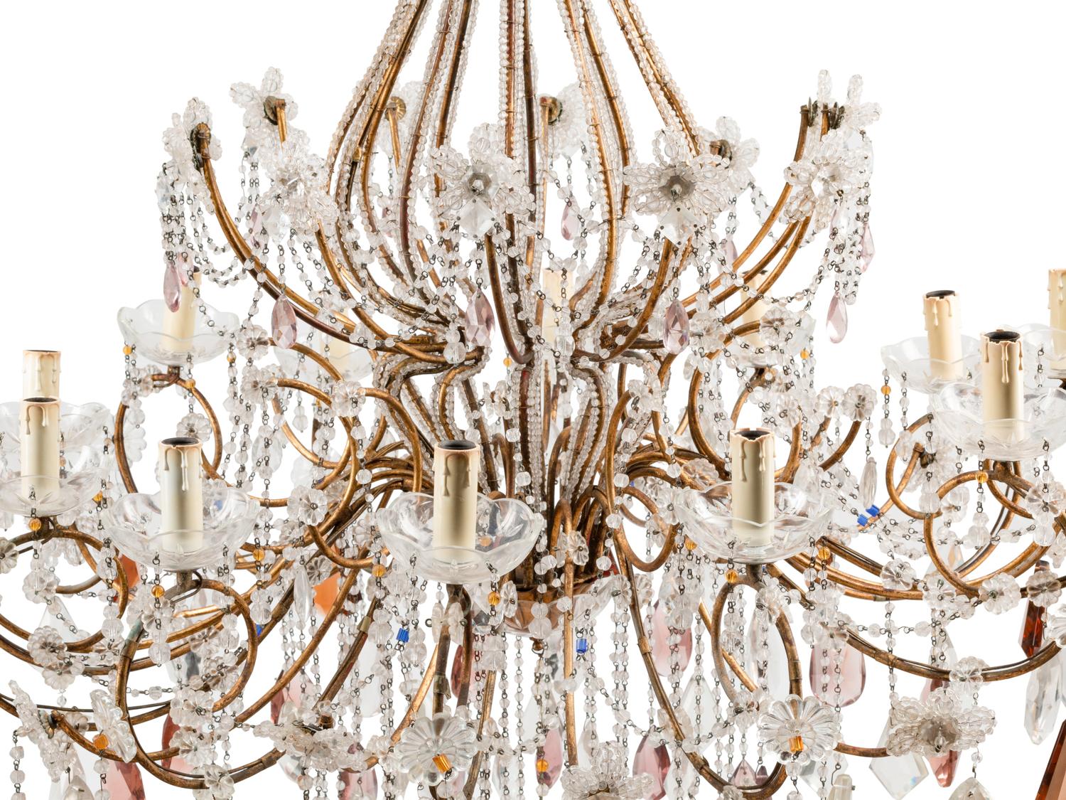An Italian Beaded Twelve-Light Chandelier