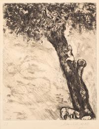 Marc Chagall, (Russian-French, 1887-1985), L'aigle, la laie et la chatte (Fables de la Fontaine), 1927-30