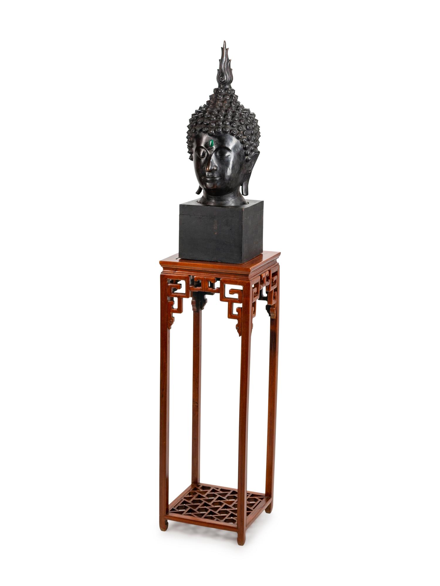 A Large Thai Bronze Head of Buddha