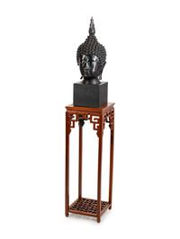A Large Thai Bronze Head of Buddha