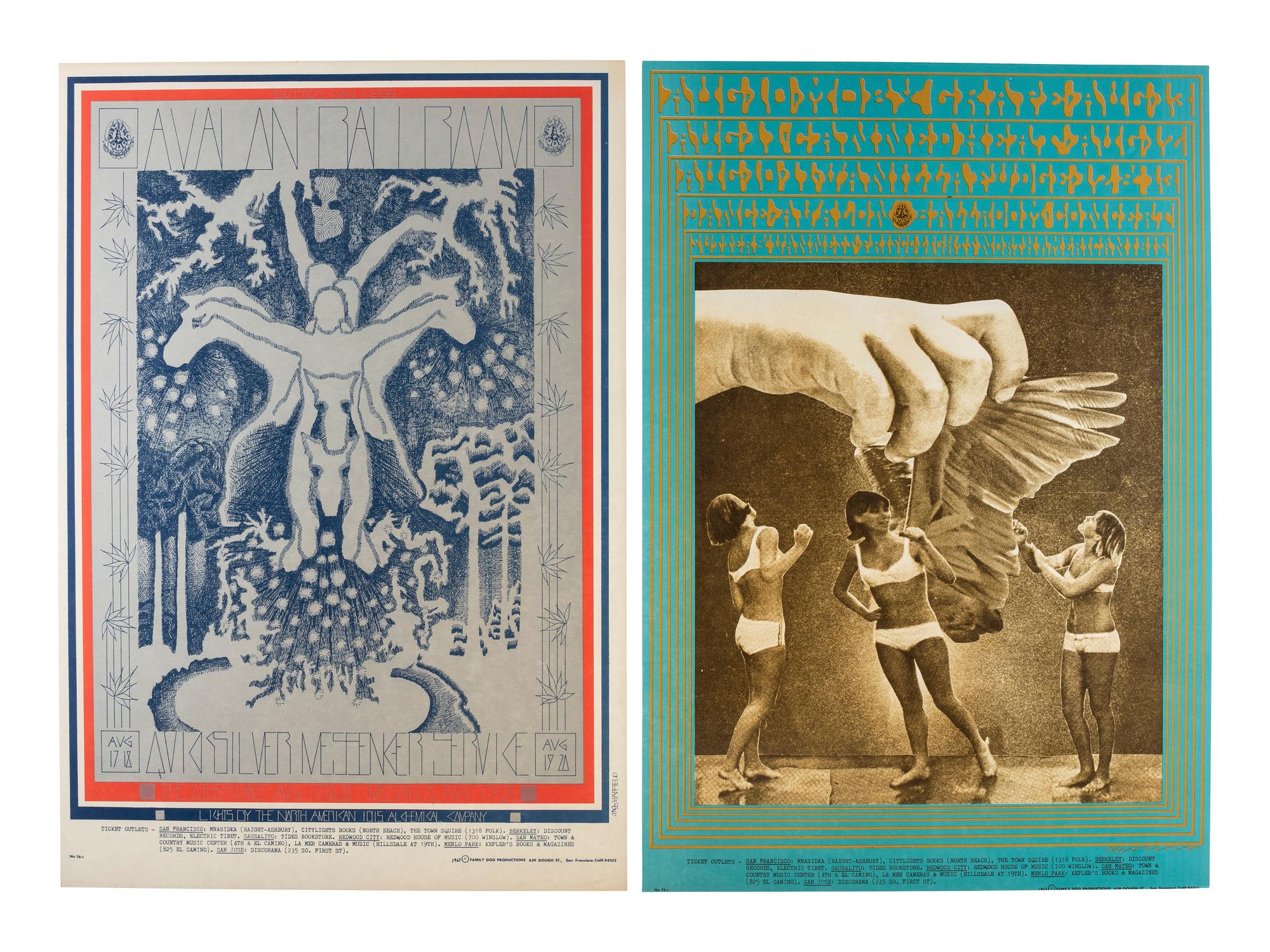 [MUSIC] -- [POSTERS]. MOSCOSO, Victor, GRIFFIN, Rick, MOUSE, Stanley, KELLEY, Alton, artists. A group of 8 Family Dog posters from 1967, comprising: